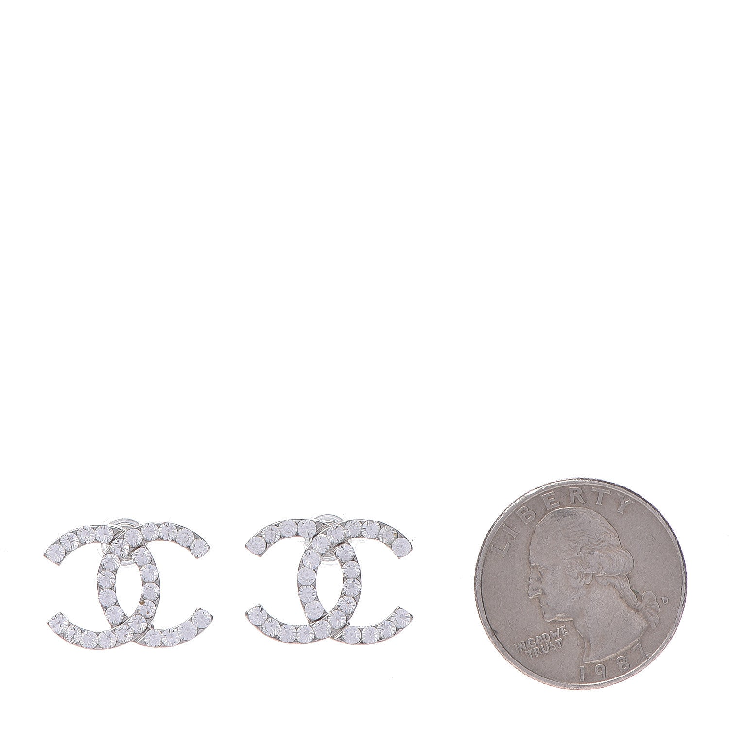Chanel Crystal CC Earrings Silver 2 of 4