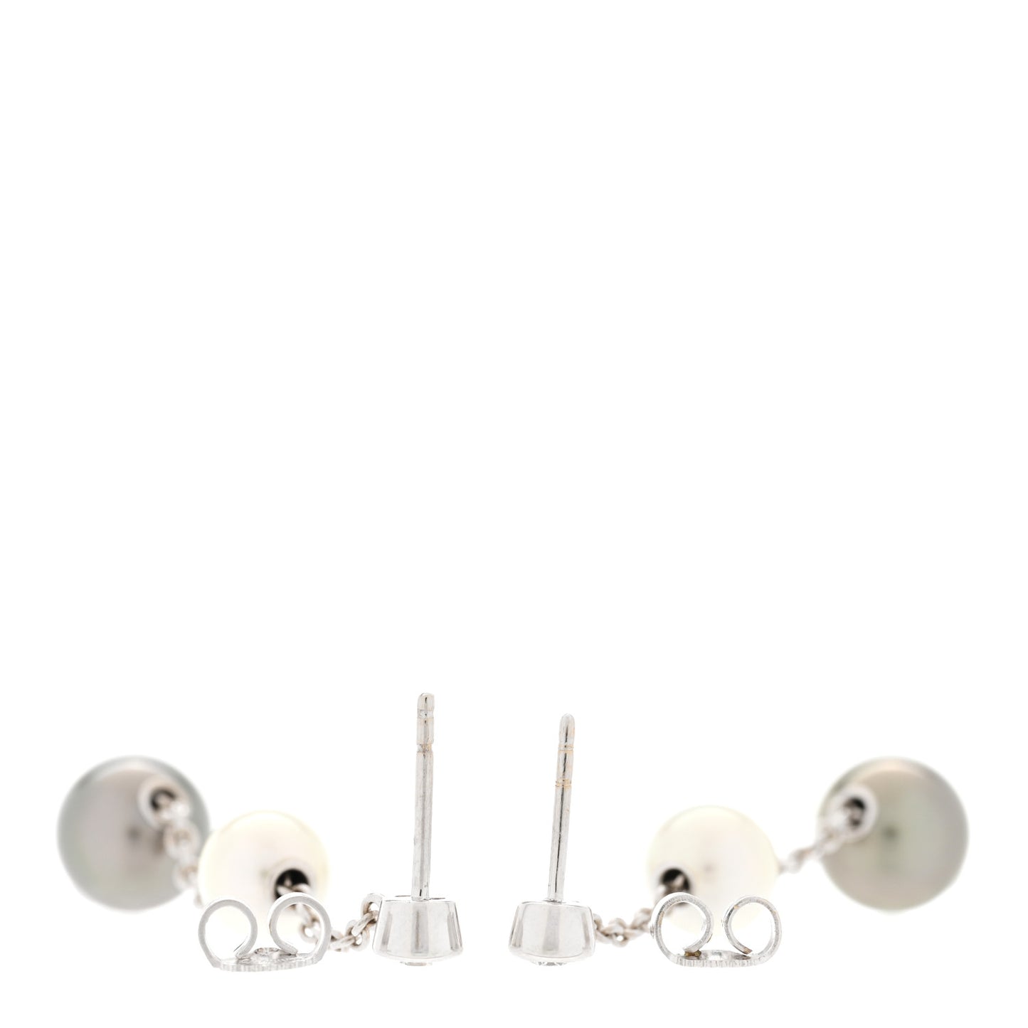 18K White Gold Diamond Black White South Sea Pearl Pearls in Motion Earrings