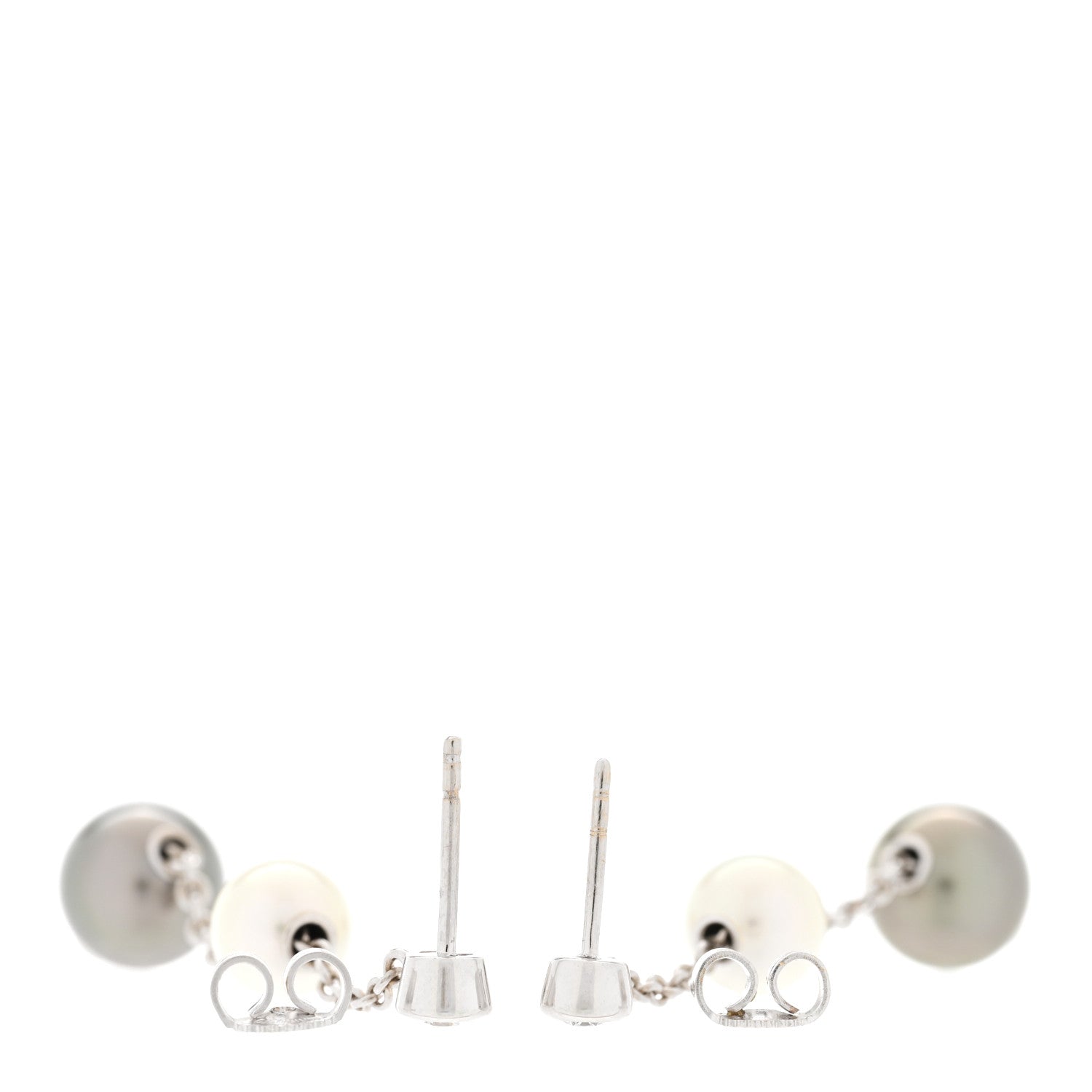 Mikimoto 18K White Gold Diamond Black White South Sea Pearl Pearls in Motion Earrings 3 of 6