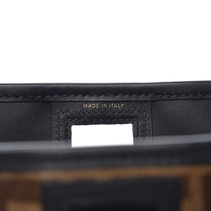 Fendi Glazed Fabric Vitello Century FF 1974 Stamp Patch Mini Peekaboo Defender Cover Mogano Panna Black 7 of 8
