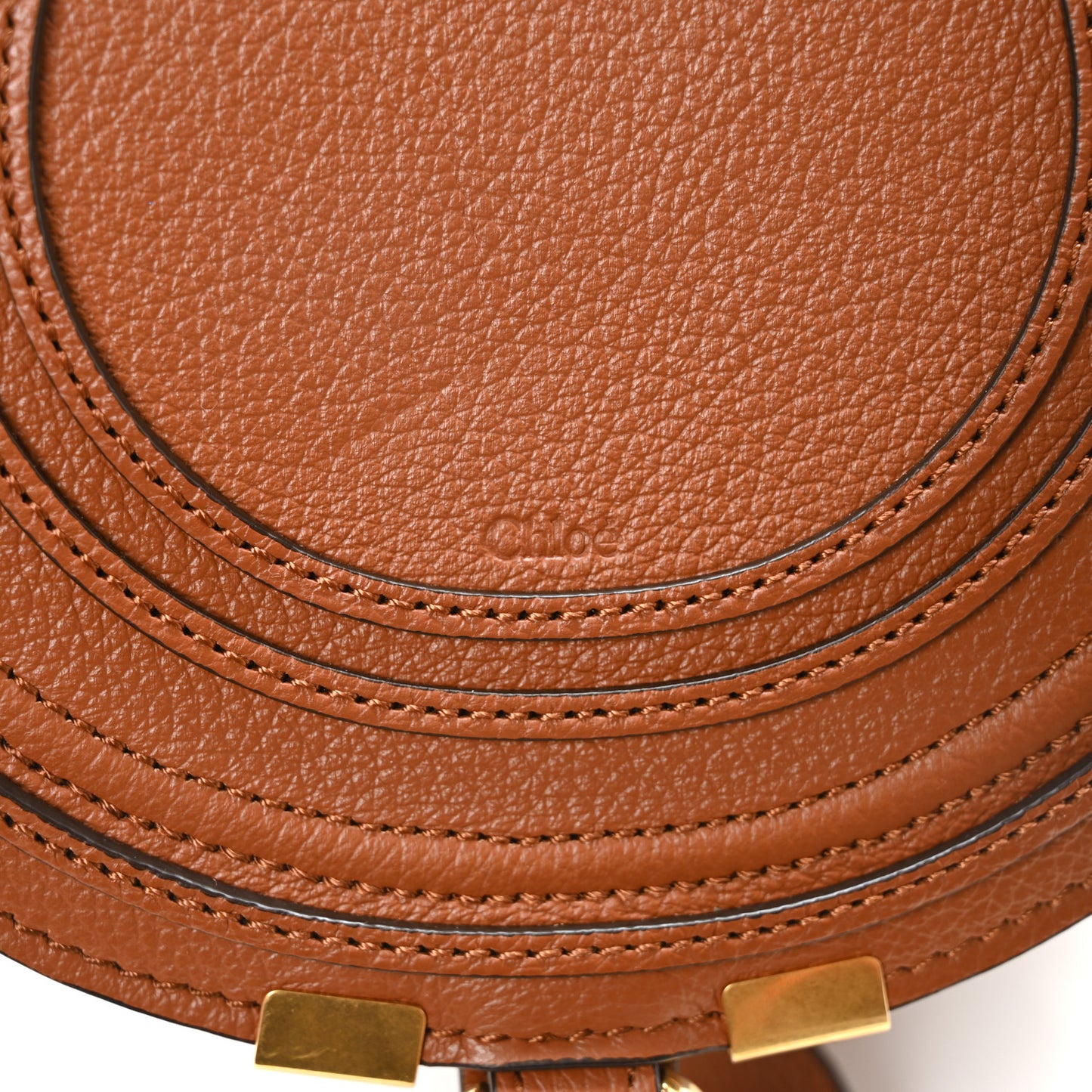 Grained Calfskin Small Marcie Saddle Bag Tan