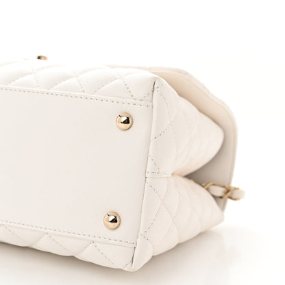 Chanel Caviar Quilted Small Coco Handle Flap White 10 of 11