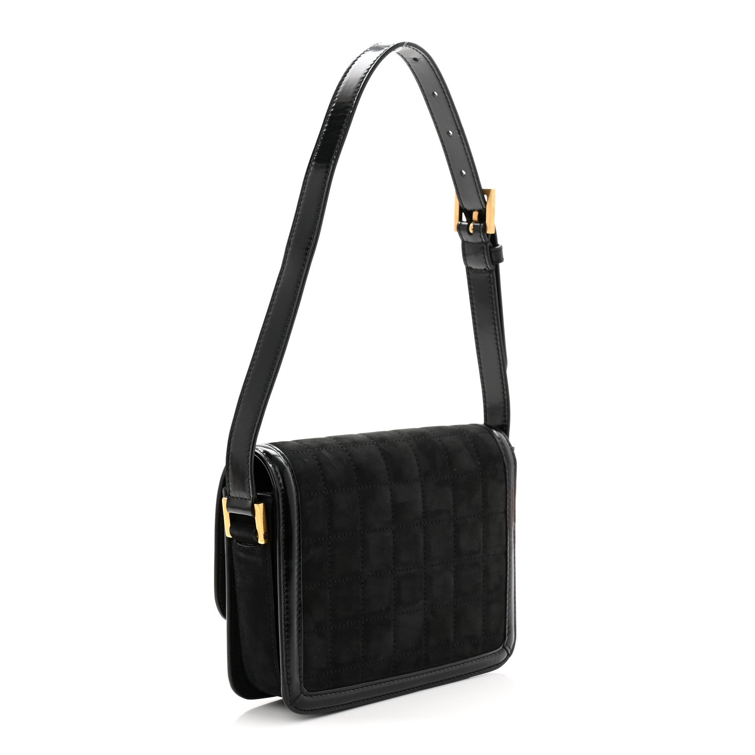 Saint Laurent Suede Quilted Monogram Small Solferino Satchel Black 3 of 10