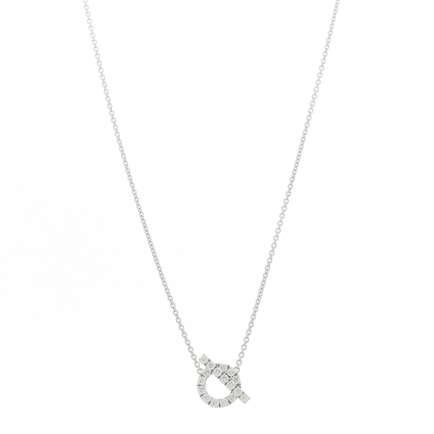 Hermes 18K White Gold Diamond Finesse Pendant Necklace 1 of 5