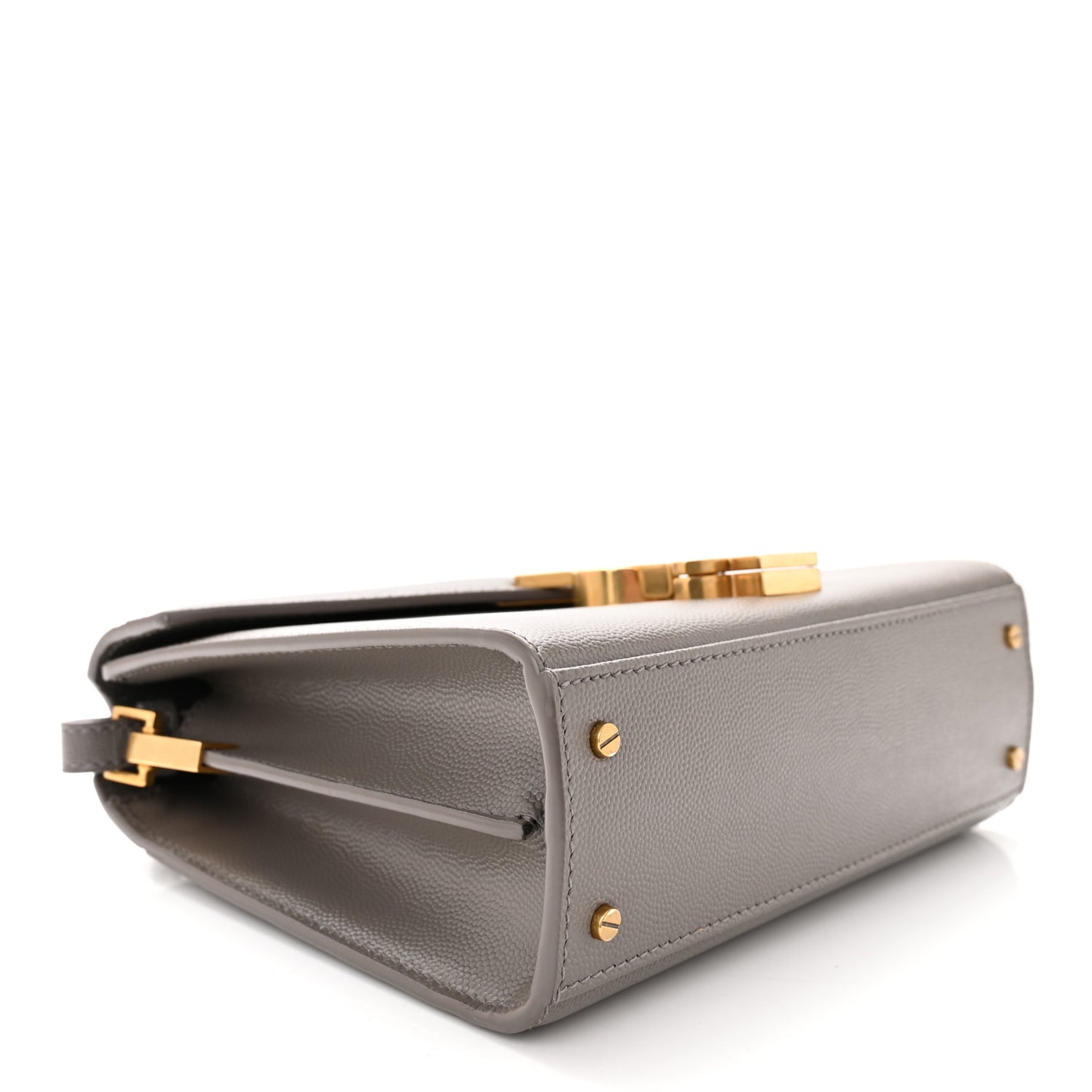 SAINT LAURENT Grain de Poudre Mini Classic Monogram Cassandra Top Handle Pebble