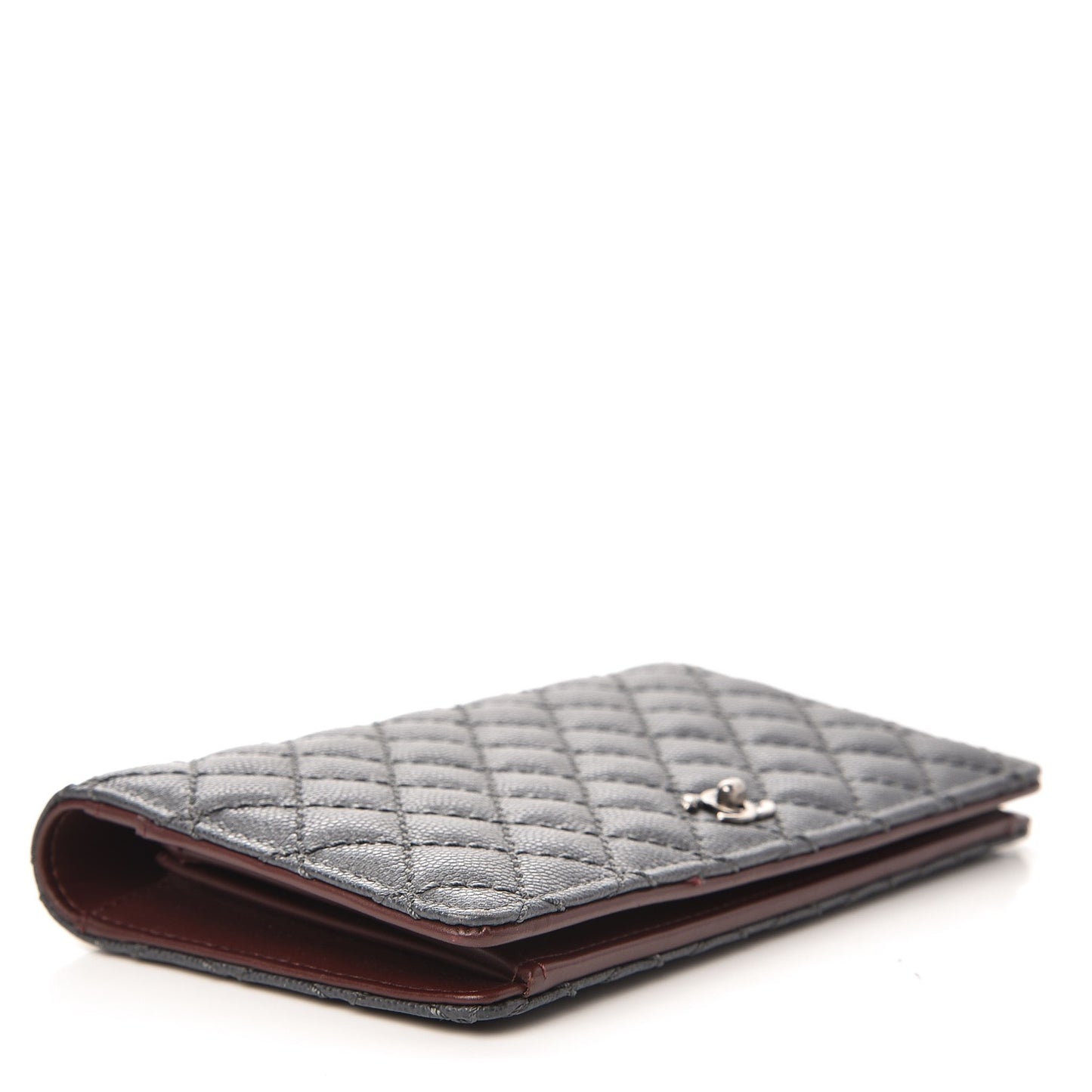 Caviar Quilted Stitched Yen Wallet Grey