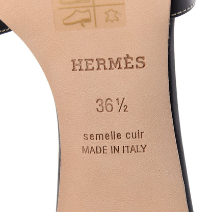 Hermes Calfskin Oasis Sandals 36.5 Black 8 of 9