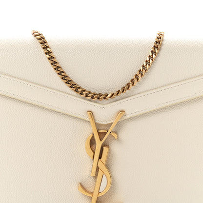 Saint Laurent Grain De Poudre Monogram Cassandra Chain Wallet Crema Soft 7 of 9