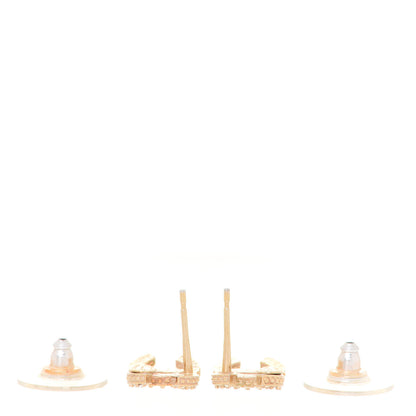 Chanel Crystal Timeless CC Earrings Light Gold 3 of 5