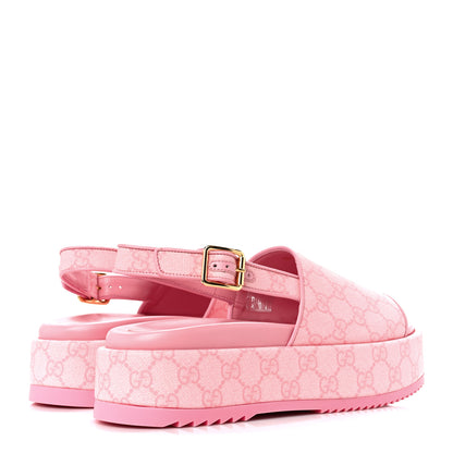 Gucci GG Supreme Monogram Granada Kid Angelina Platform 35mm Slingback Sandals 39.5 Cotton Candy Dark Cotton Candy Wild Rose 5 of 10