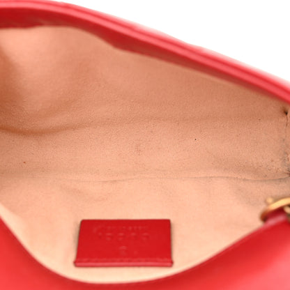 Gucci Calfskin Matelasse Super Mini GG Marmont Shoulder Bag Hibiscus Red 5 of 13