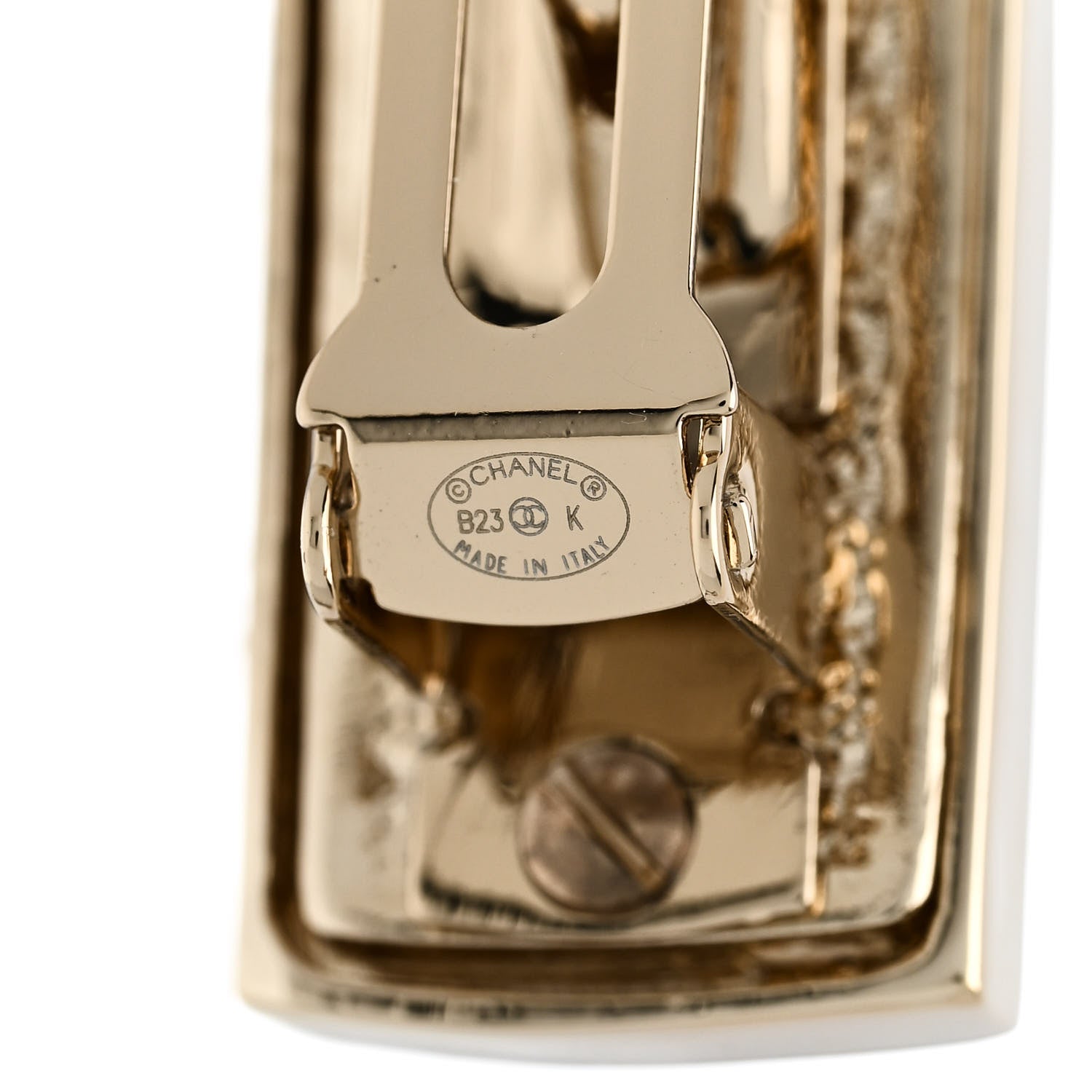 Chanel Metal Crystal CC Hair Clip Barrette Gold 4 of 5