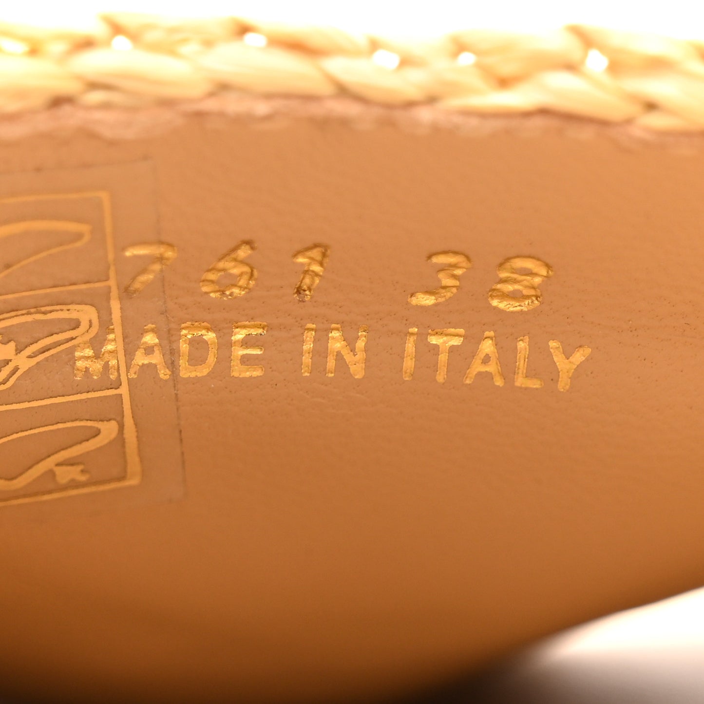 Raffia Metal Triangle Logo Woven Flatform 35mm Slide Sandals 38 Naturale