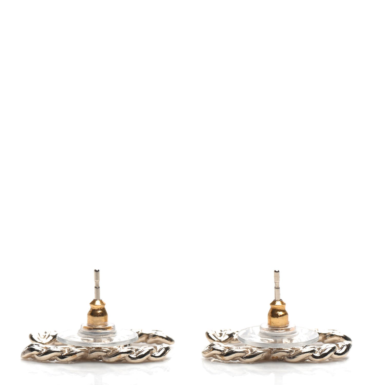 Chanel Crystal Pearls Coronation CC Earrings Gold 3 of 4