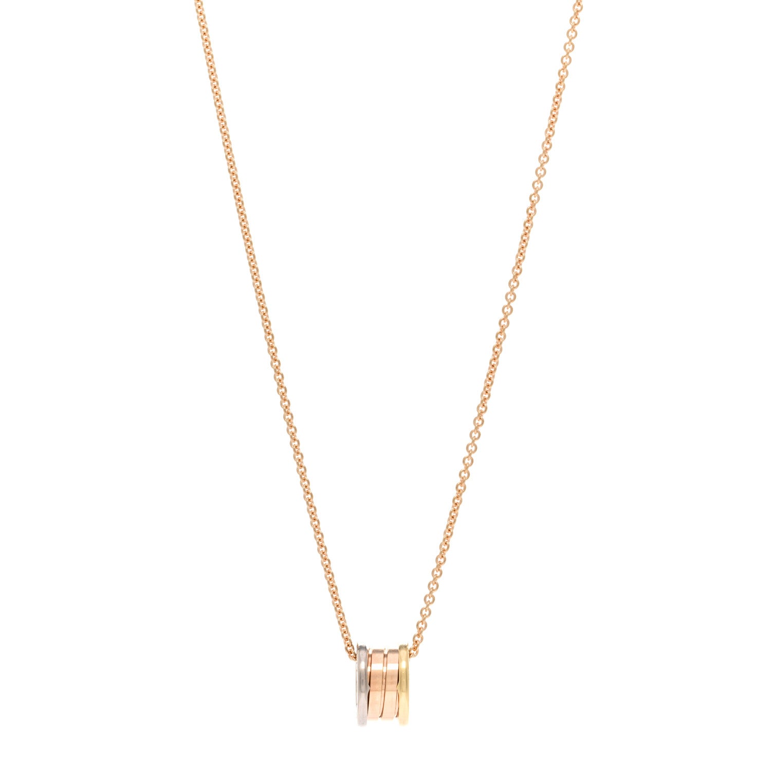 Bulgari 18K Rose White Yellow Gold B.Zero1 Pendant Necklace 1 of 4