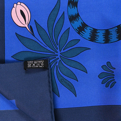Hermes Silk Les Leopards Scarf 90 Marine Bleu Roy Turquoise 3 of 3