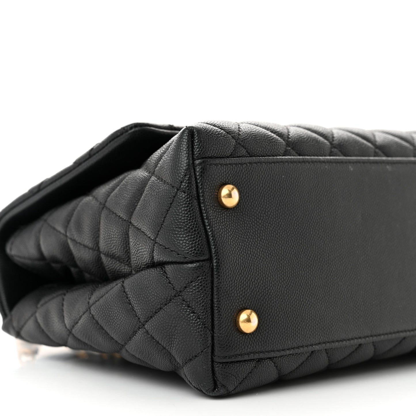 Caviar Quilted Small Coco Handle Flap Black
