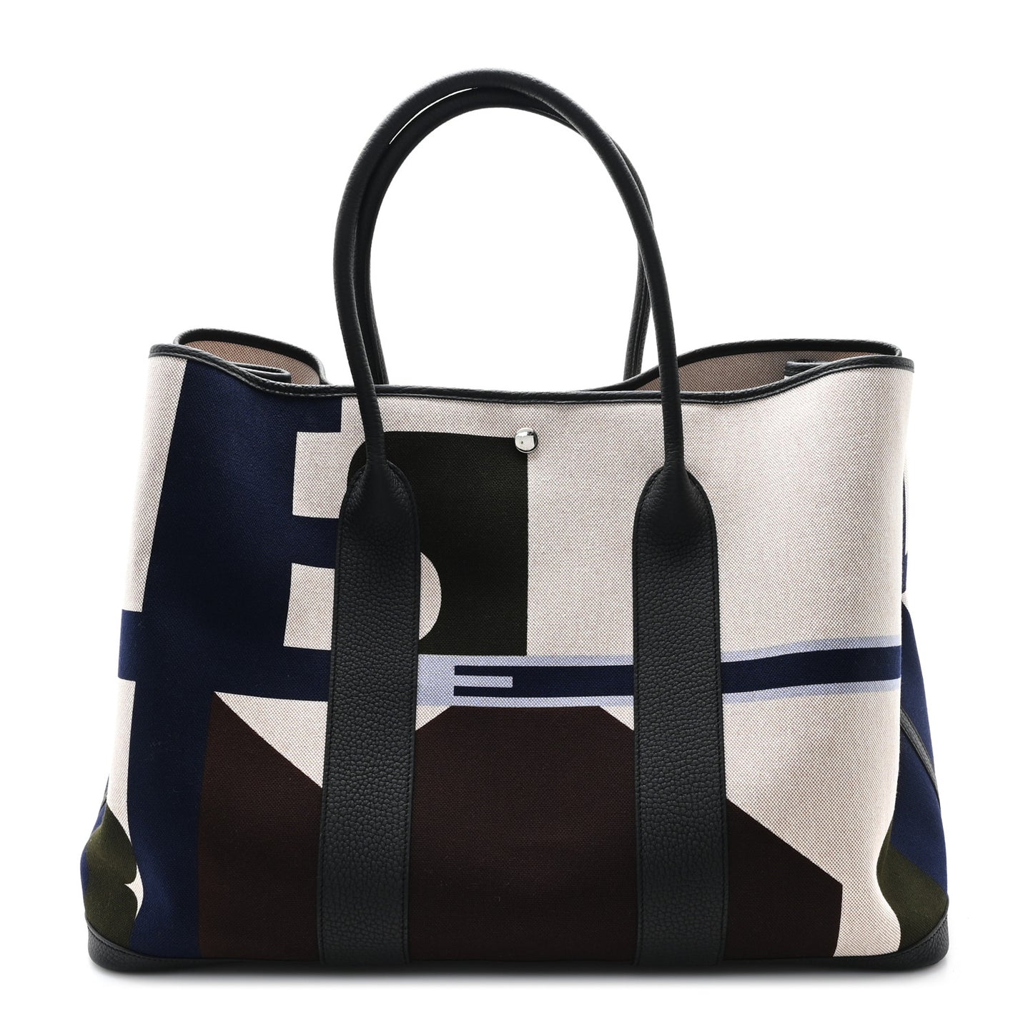 Toile H Plume Negonda Voyage Garden Party Tote 49 Bleu Indigo Ecru Beige Black
