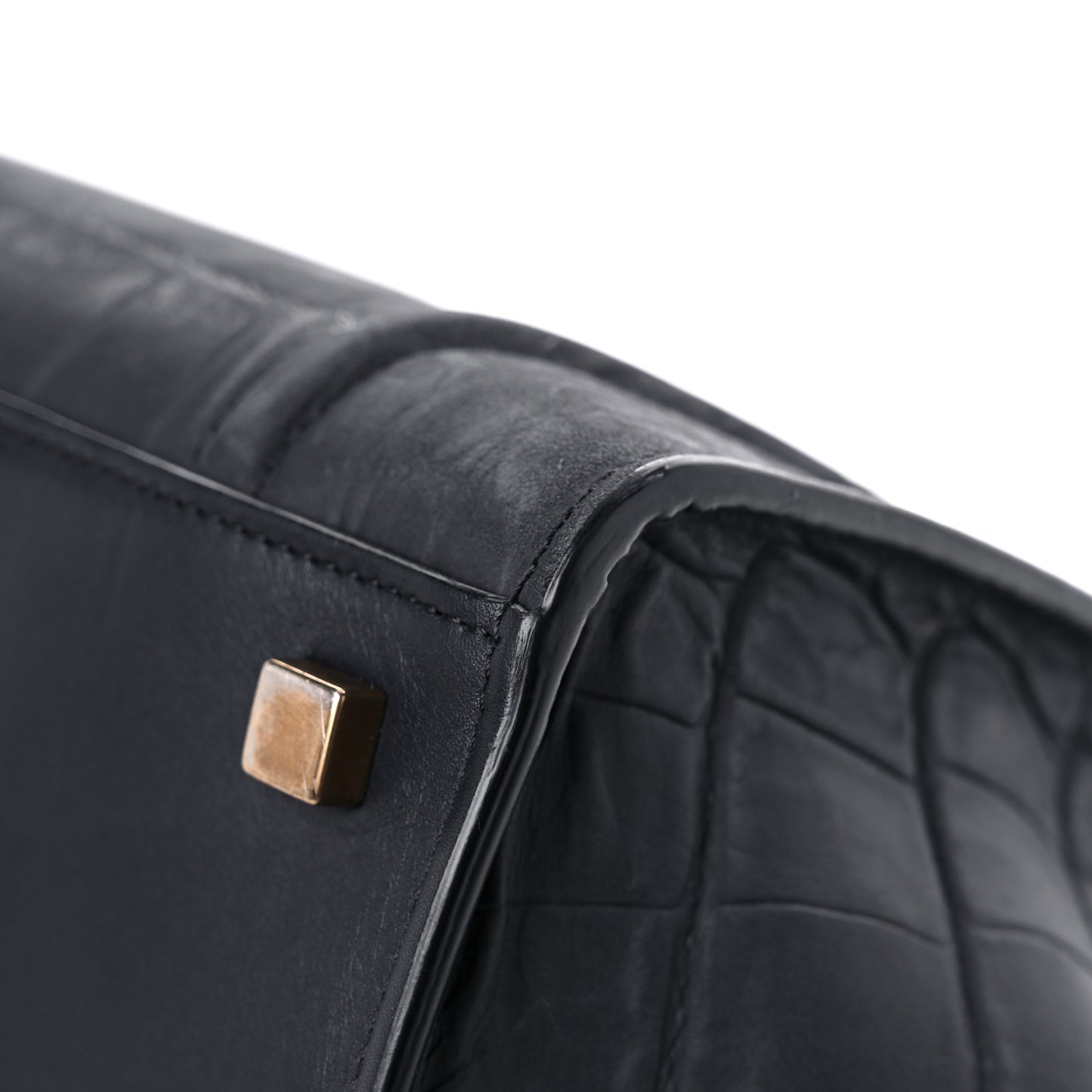 Crocodile Embossed Calfskin Medium Phantom Luggage Navy Blue