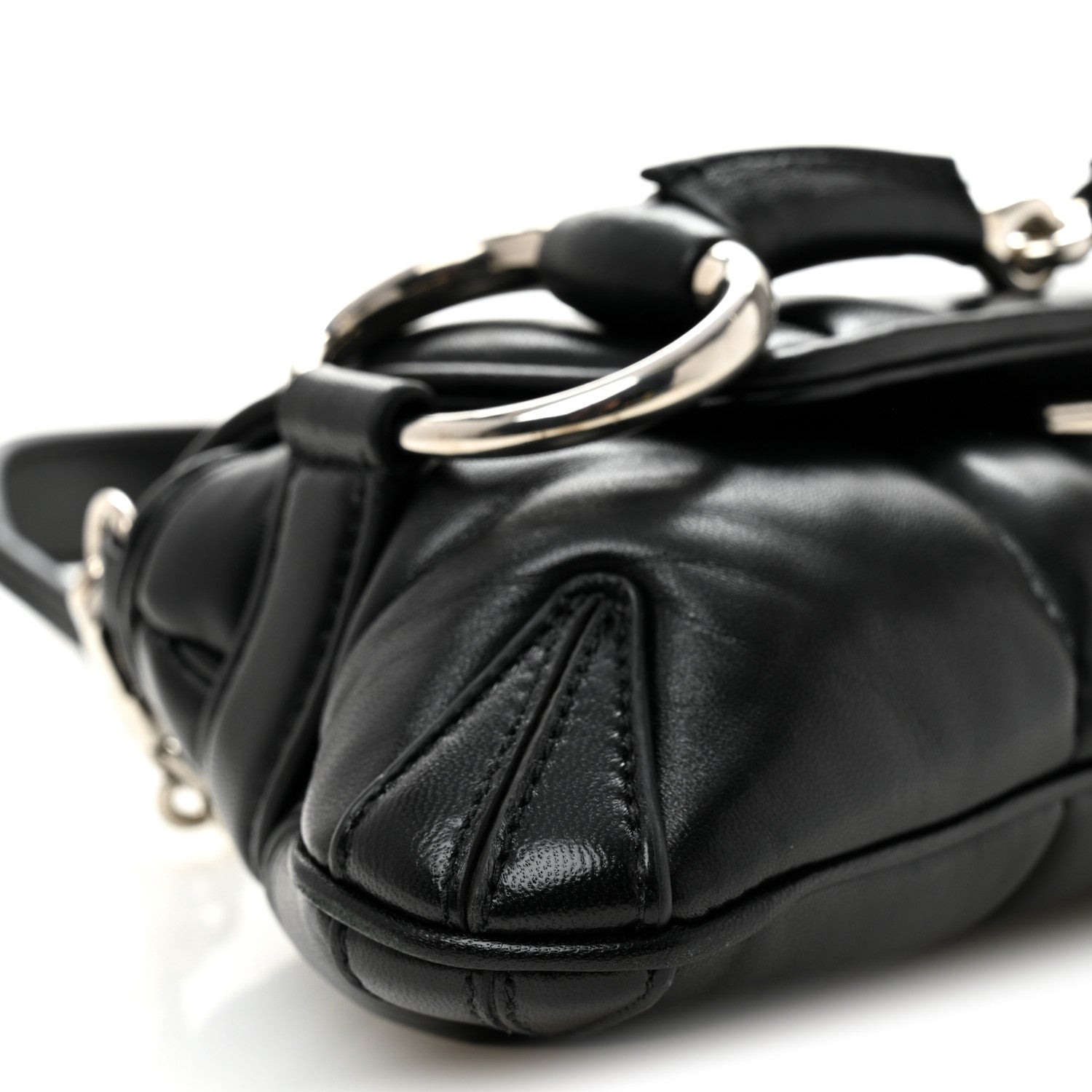 Gucci Nappa Vertical Matelasse Small Maxi Horsebit Chain Shoulder Bag Black 9 of 12