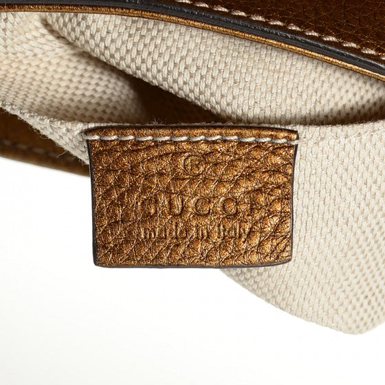 Gucci Metallic Pebbled Calfskin Small Soho Flap Crossbody Gold Ombre 6 of 18