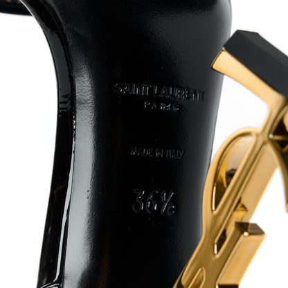 Saint Laurent Patent Calfskin Opyum 110 Sandals 36.5 Black Gold 8 of 10