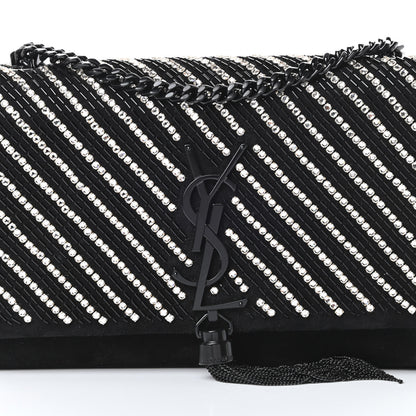 Saint Laurent Suede Crystal Small Classic Monogram Kate Satchel Black 8 of 11