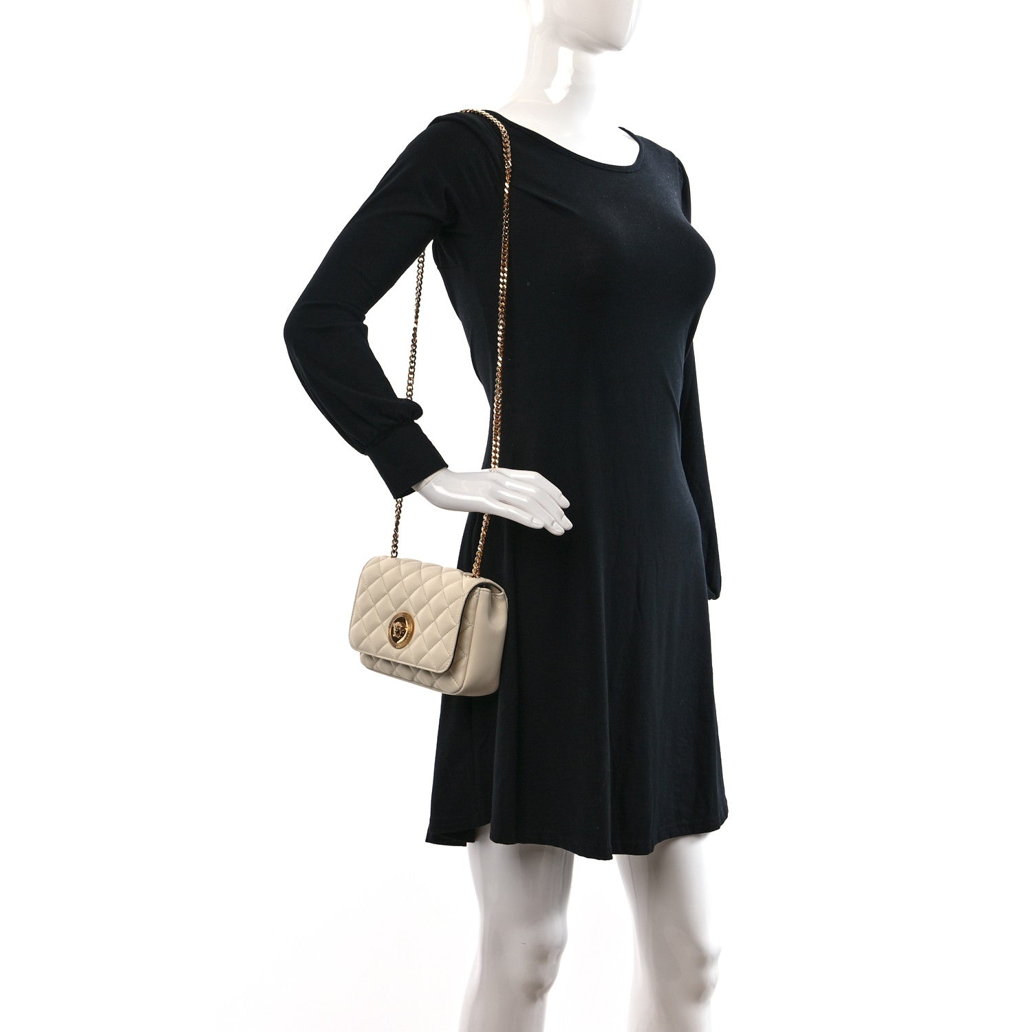Versace Nappa Quilted Small Medusa Chain Crossbody White 2 of 9