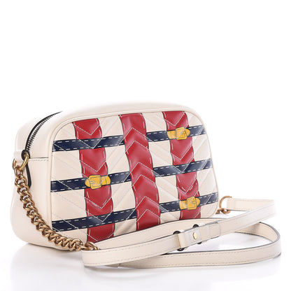 Gucci Calfskin Matelasse Trompe L'Oeil Print Small GG Marmont Chain Shoulder Bag White 3 of 9