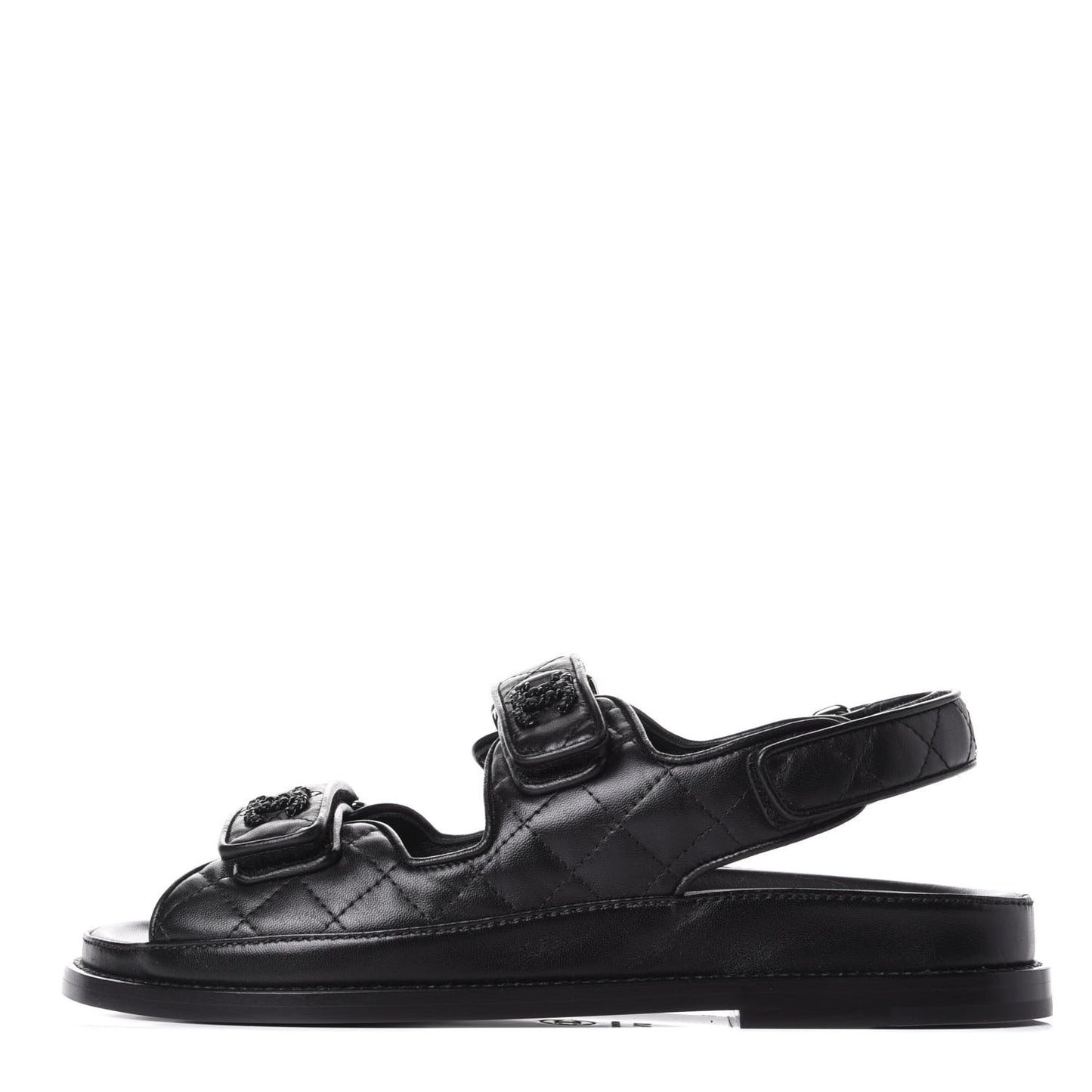 Lambskin Velcro Dad Sandals 37.5 Black