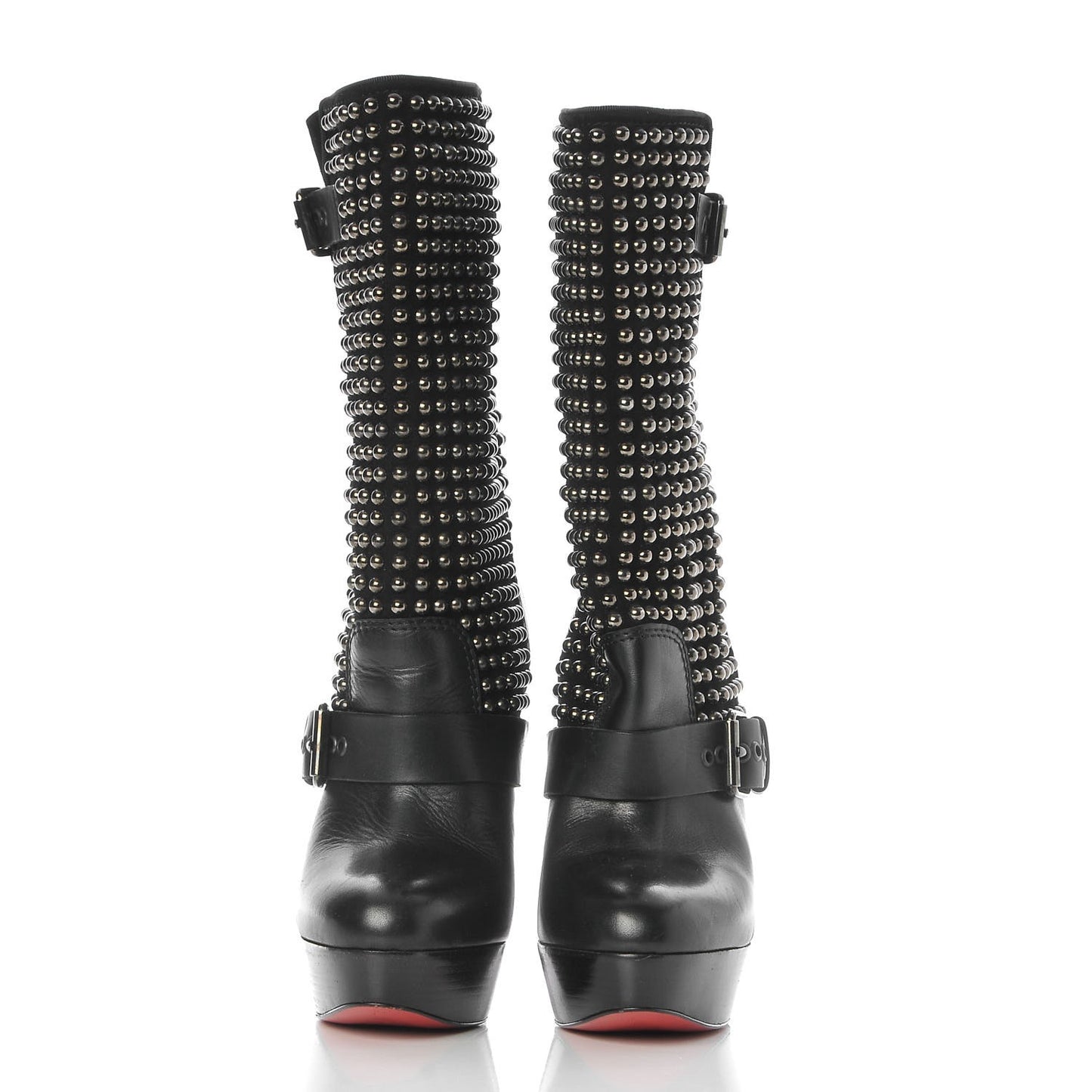 Calfskin VIP Suede Marisa 140 Studded Boots 37.5 Black