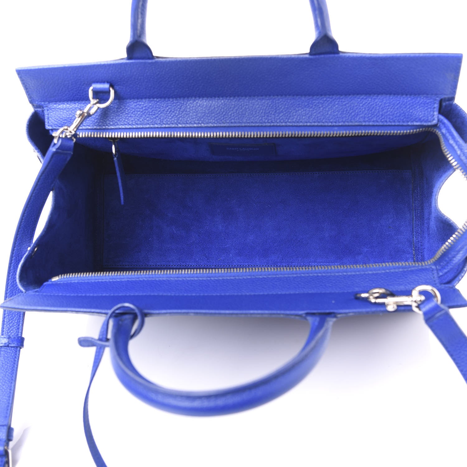 Saint Laurent Grained Calfskin Small Cabas Rive Gauche Royal Blue 4 of 10
