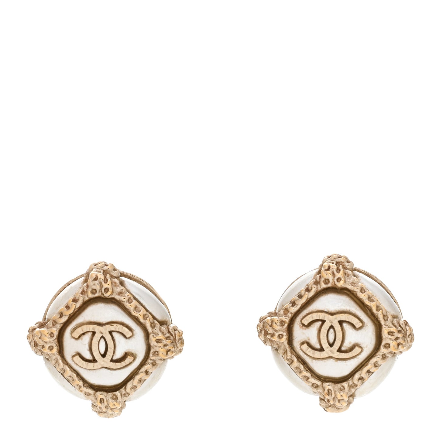 Pearl CC Earrings Gold Gold