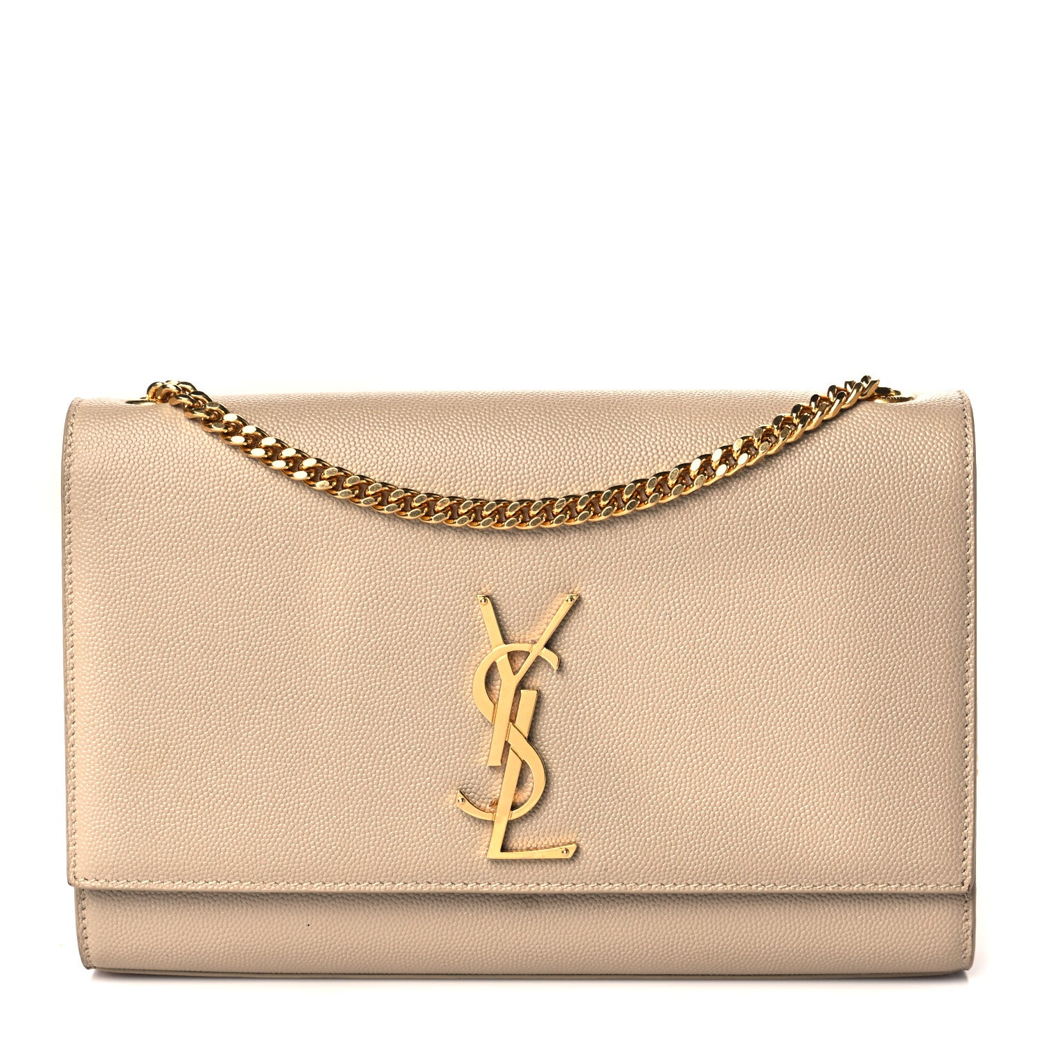 Saint Laurent Grain De Poudre Medium Monogram Kate Satchel Dark Beige 1 of 14