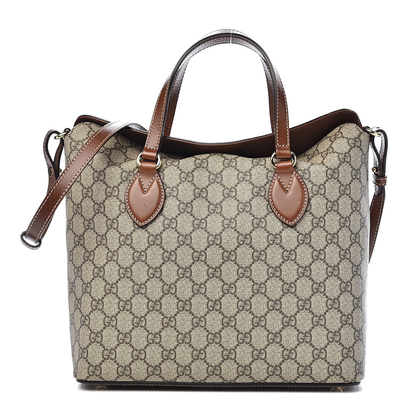 GG Supreme Monogram Linea A Foldover Tote Brown