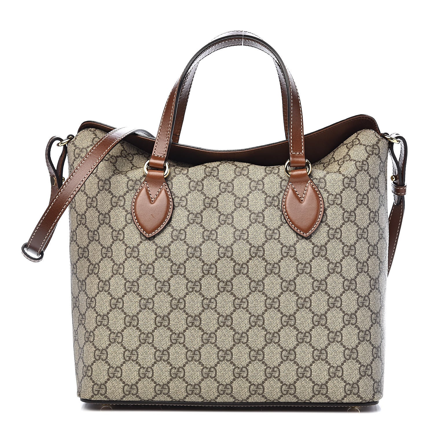Gucci GG Supreme Monogram Linea A Foldover Tote Brown 1 of 13