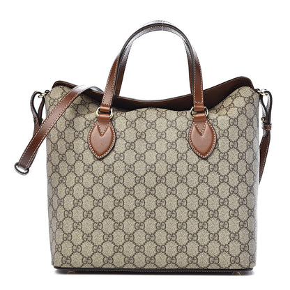 Gucci GG Supreme Monogram Linea A Foldover Tote Brown 1 of 13