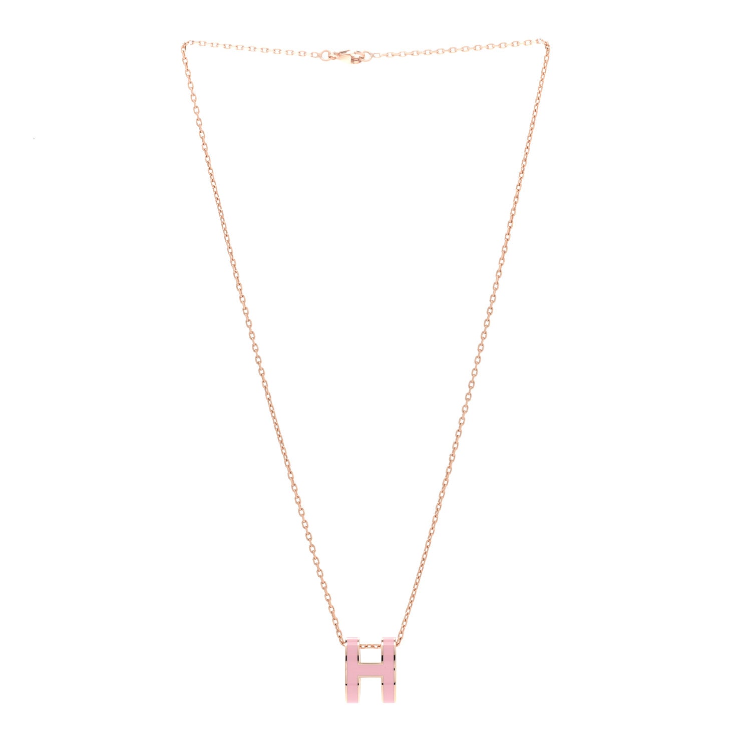 Hermes Lacquered Rose Gold Pop H Pendant Necklace Rose Dragee 3 of 8