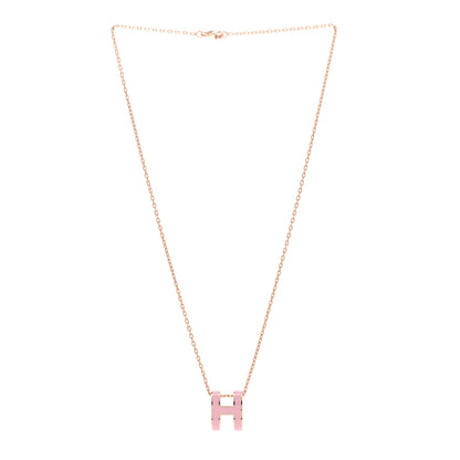 Hermes Lacquered Rose Gold Pop H Pendant Necklace Rose Dragee 3 of 8