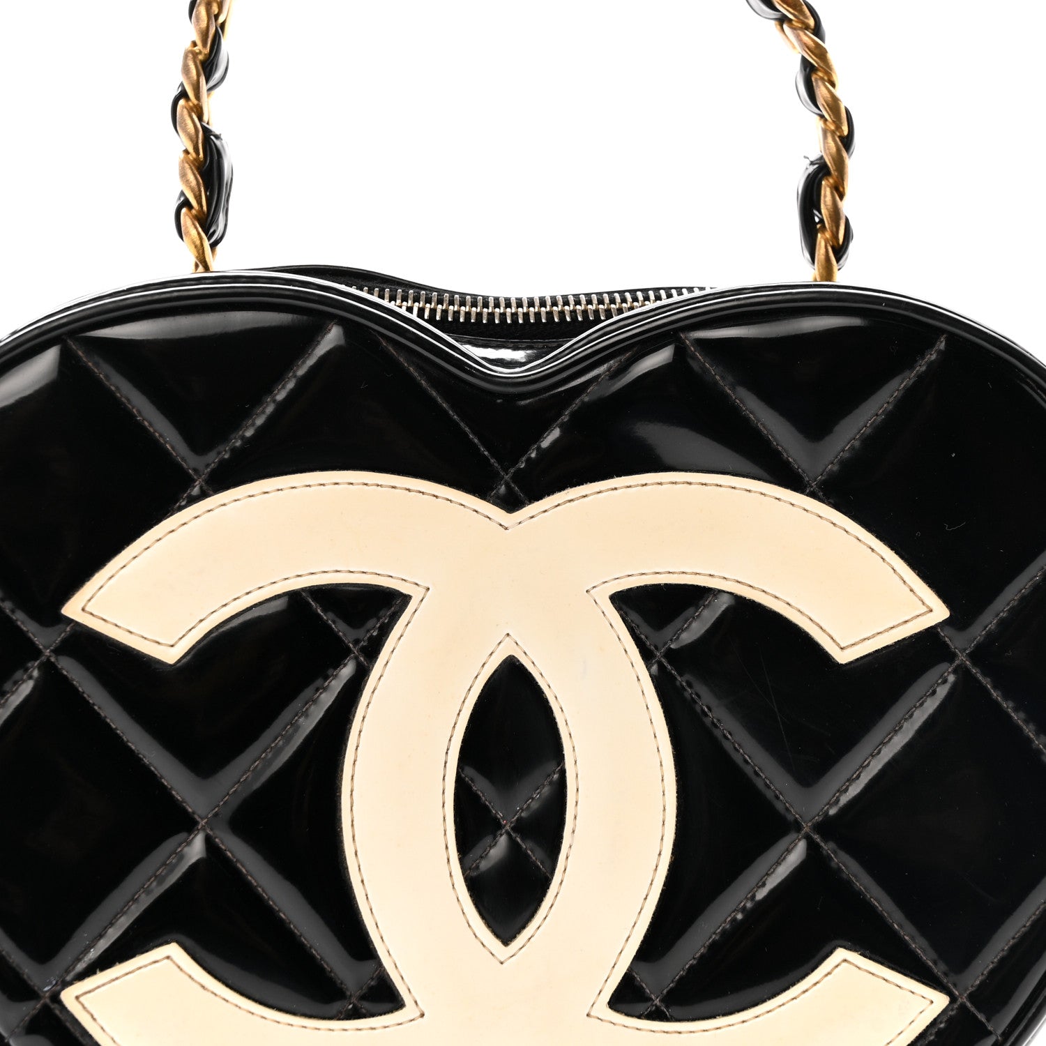 Chanel Patent Quilted CC Barbie Heart Vanity Case Black 9 of 14
