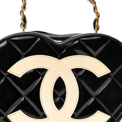 Chanel Patent Quilted CC Barbie Heart Vanity Case Black 9 of 14