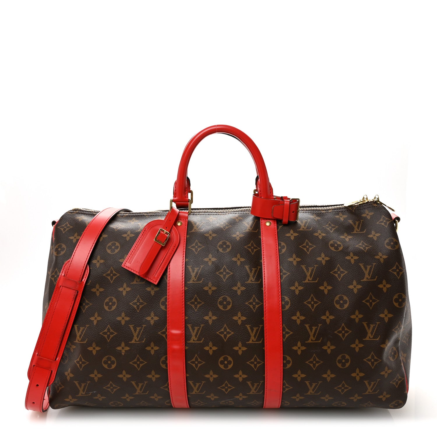 Louis Vuitton Calfskin Monogram Keepall Bandouliere 50 Coquelicot 1 of 10