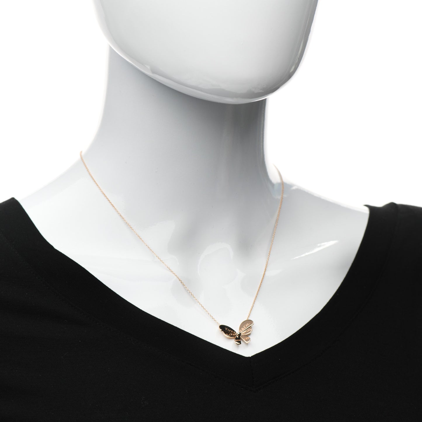 18K Rose Gold Sterling Silver Return to Tiffany Love Bugs Butterfly Pendant Necklace