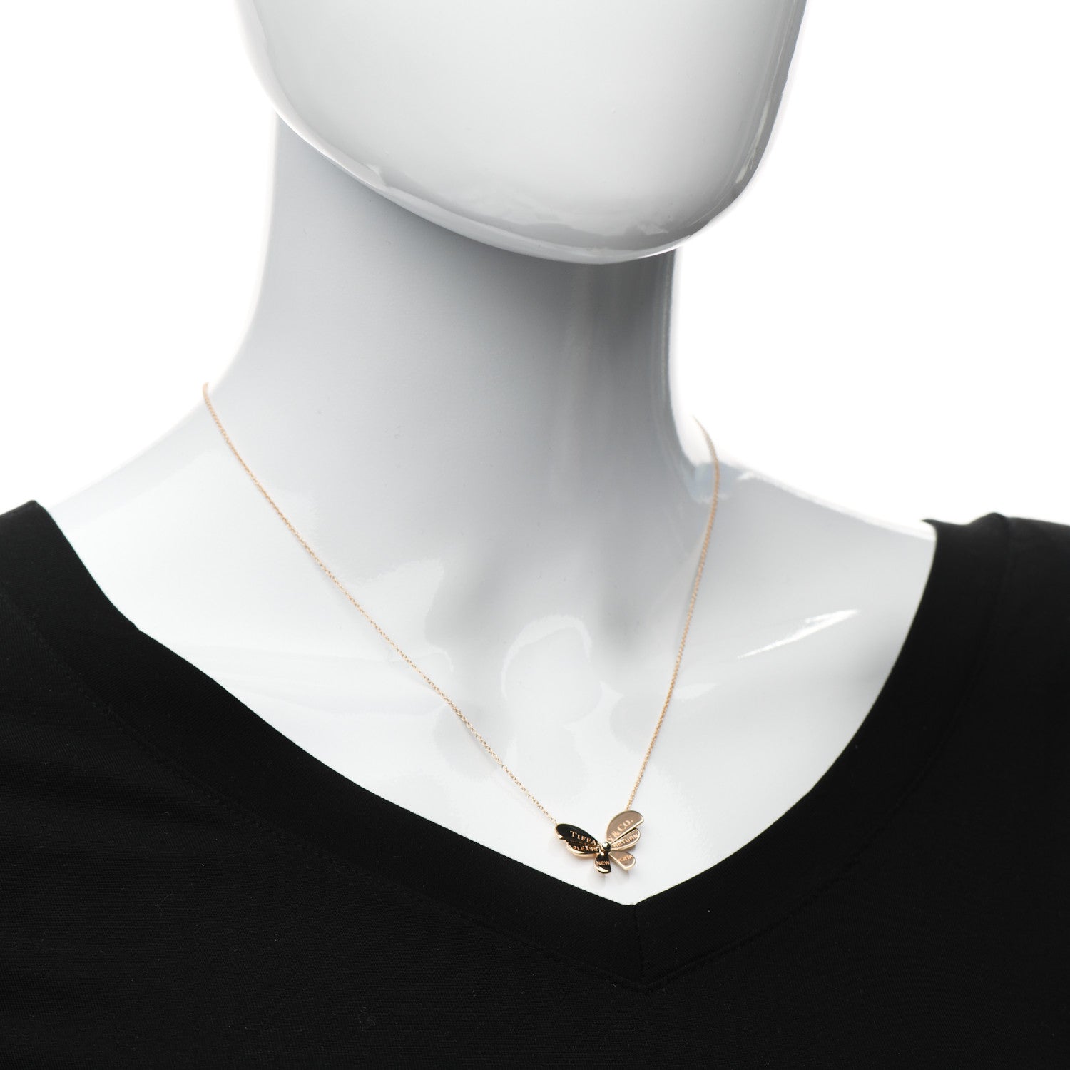 Tiffany 18K Rose Gold Sterling Silver Return to Tiffany Love Bugs Butterfly Pendant Necklace 2 of 5