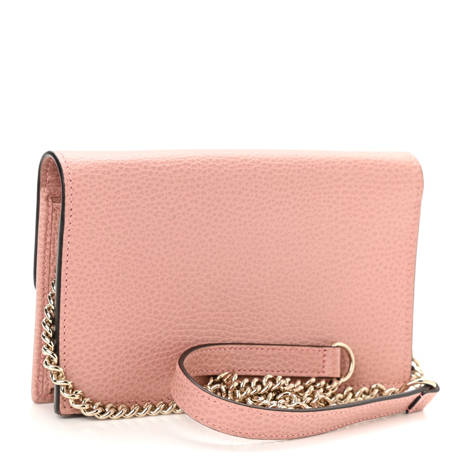 Gucci Dollar Calfskin Interlocking G Chain Wallet Soft Pink 3 of 8