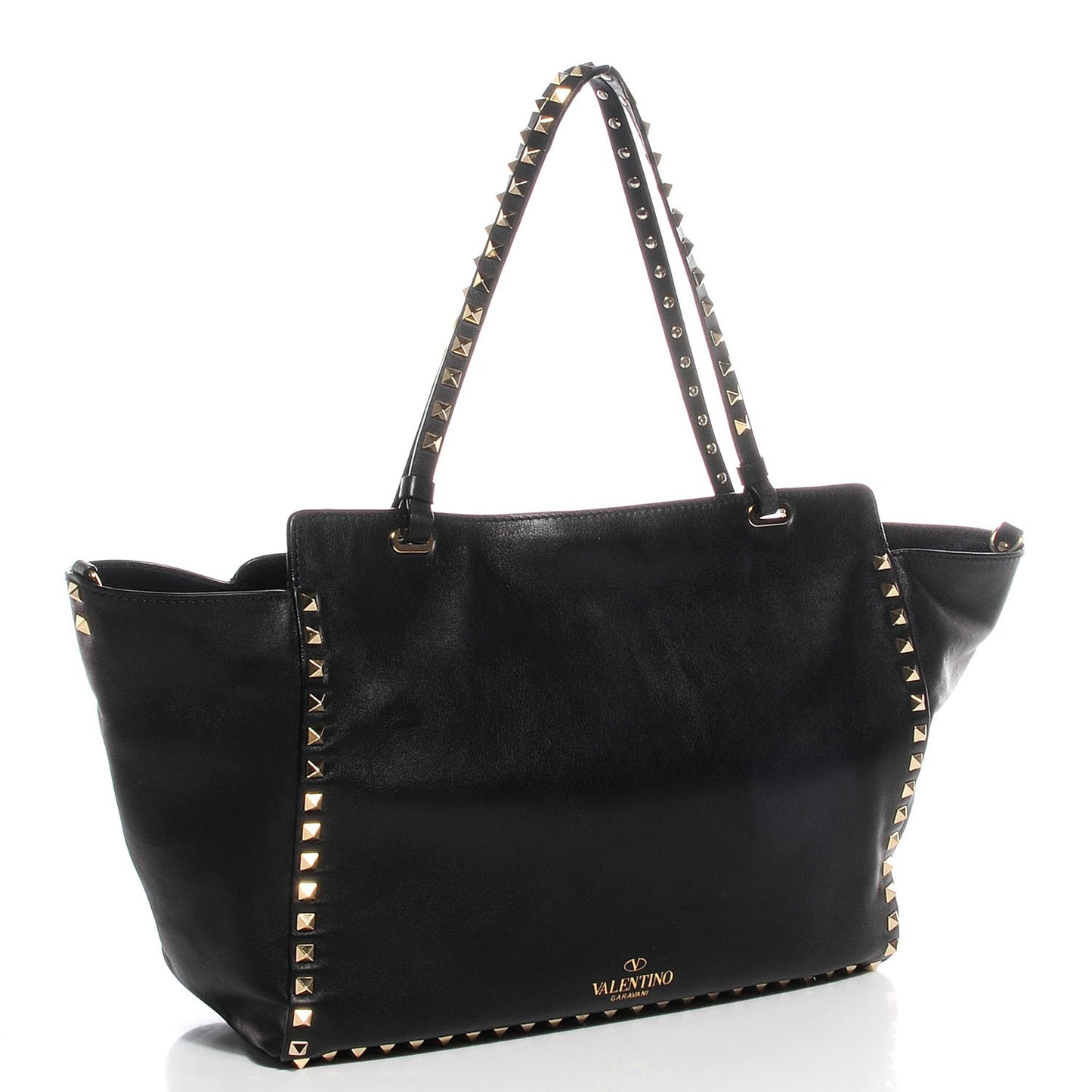 Vitello Medium Rockstud Tote Black