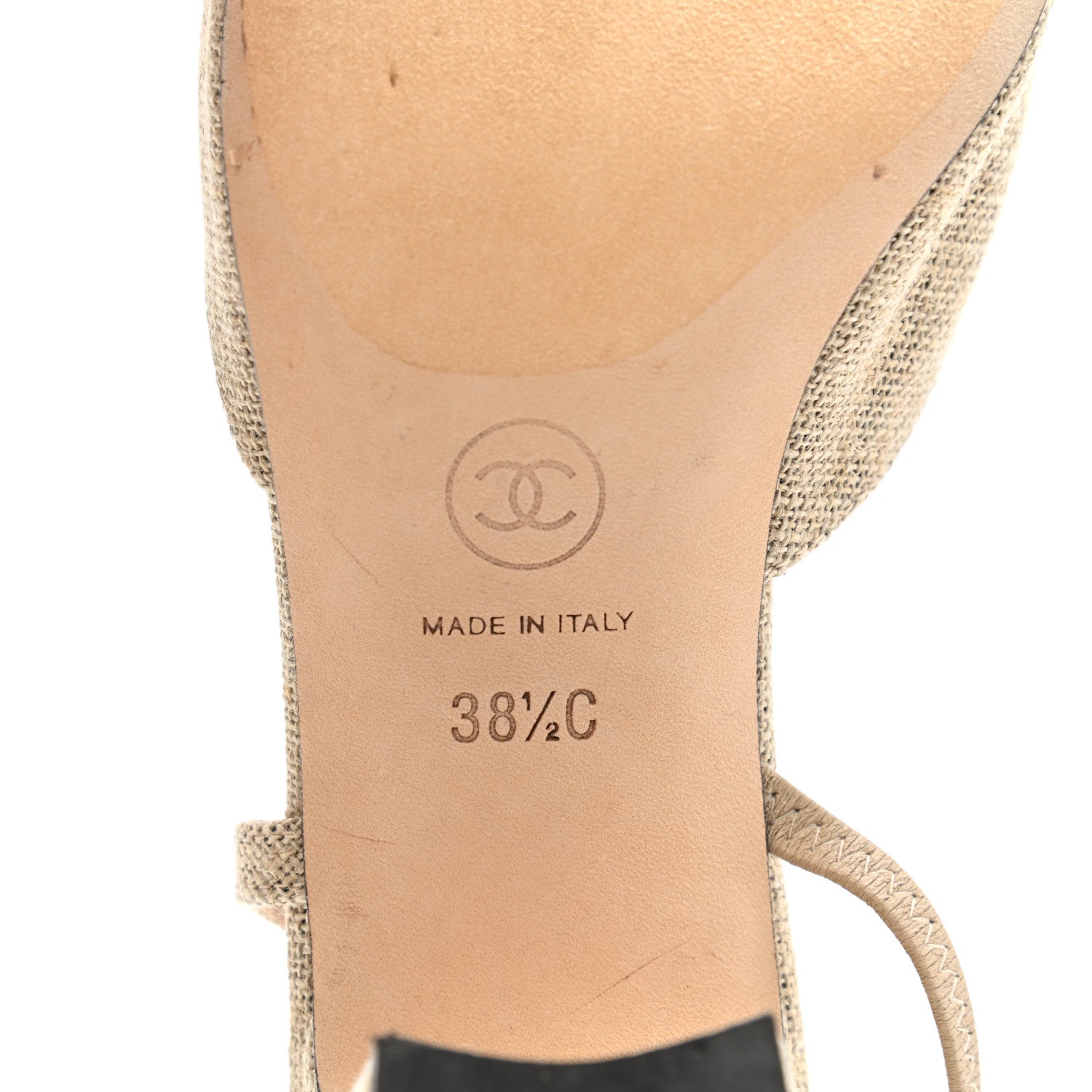 Chanel Fabric Grosgrain Cap Toe CC Slingback Pumps 38.5 Dark Beige Black 6 of 9