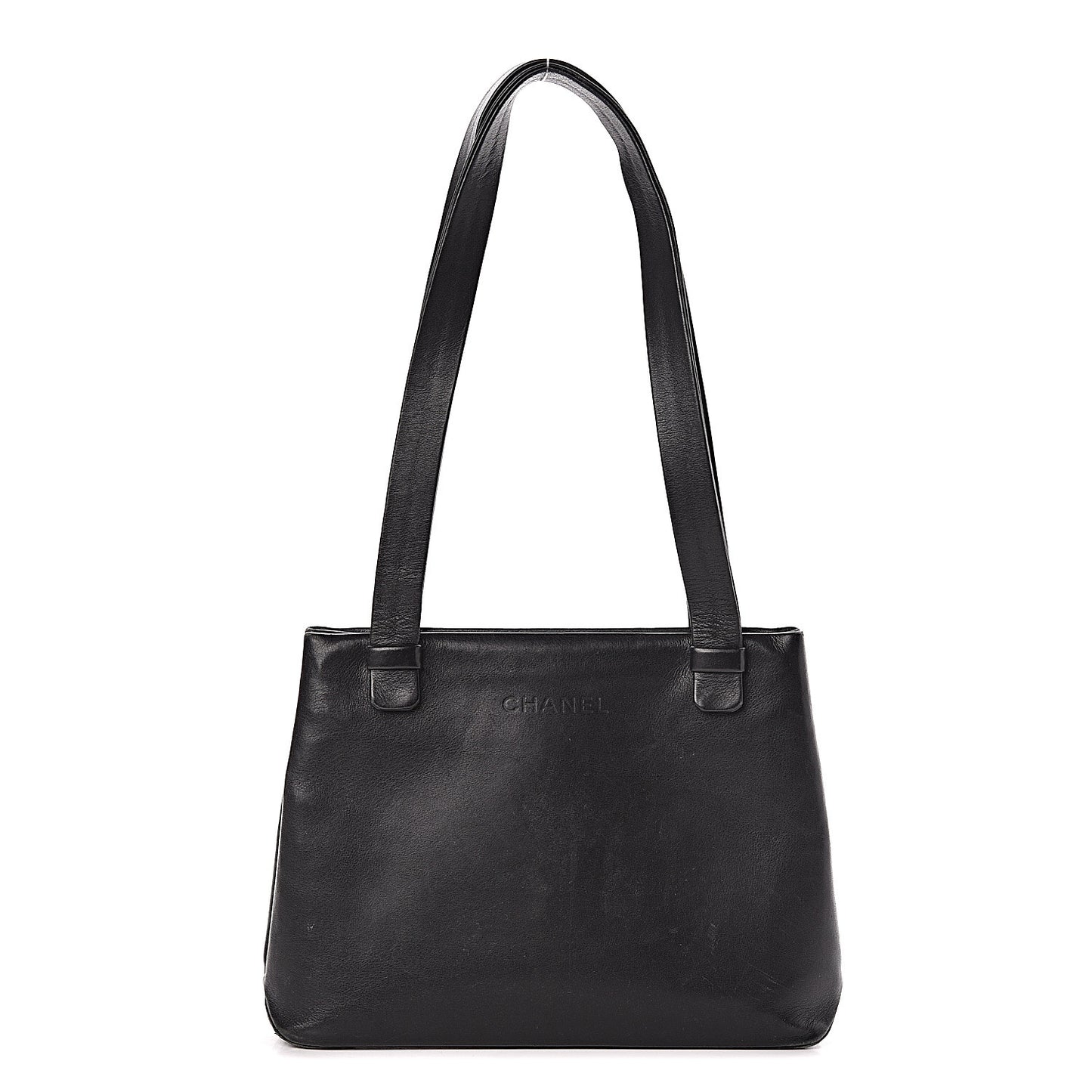 Calfskin Logo Shoulder Bag Black