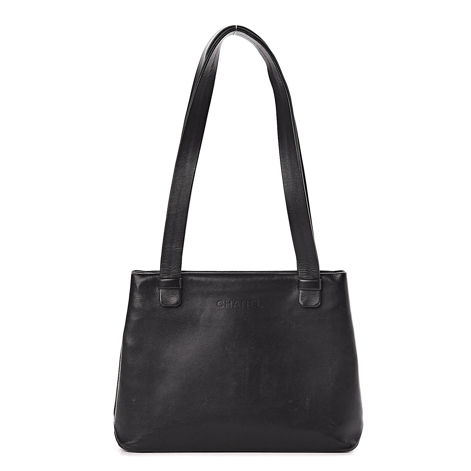 Chanel Calfskin Logo Shoulder Bag Black 2 of 14