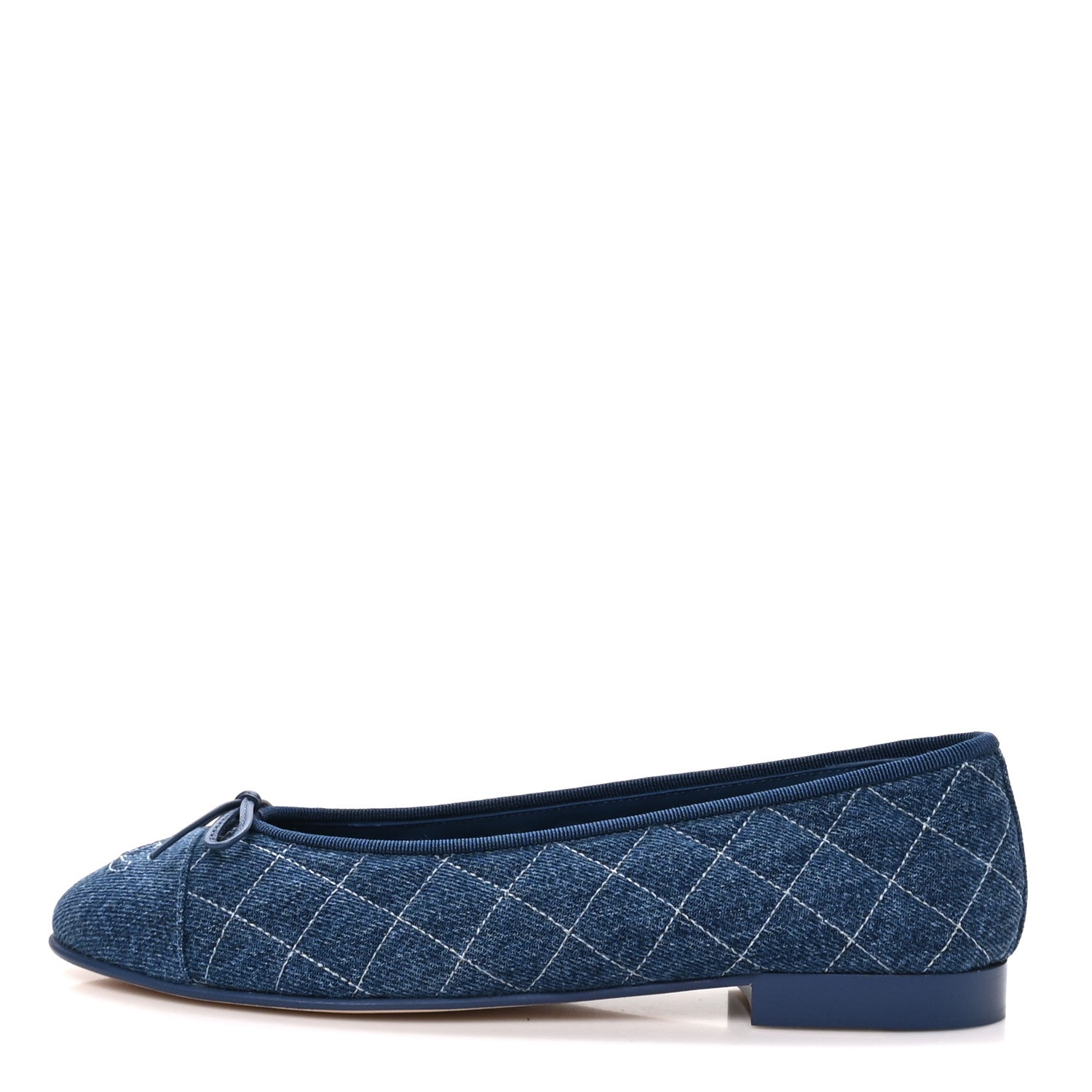 Chanel Washed Denim Quilted Cap Toe CC Ballerina Flats 39.5 Blue 1 of 10